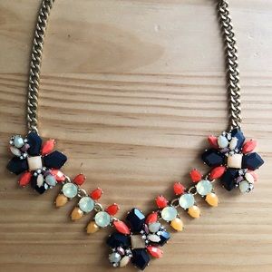 J.Crew Coral/Blue Gem Necklace